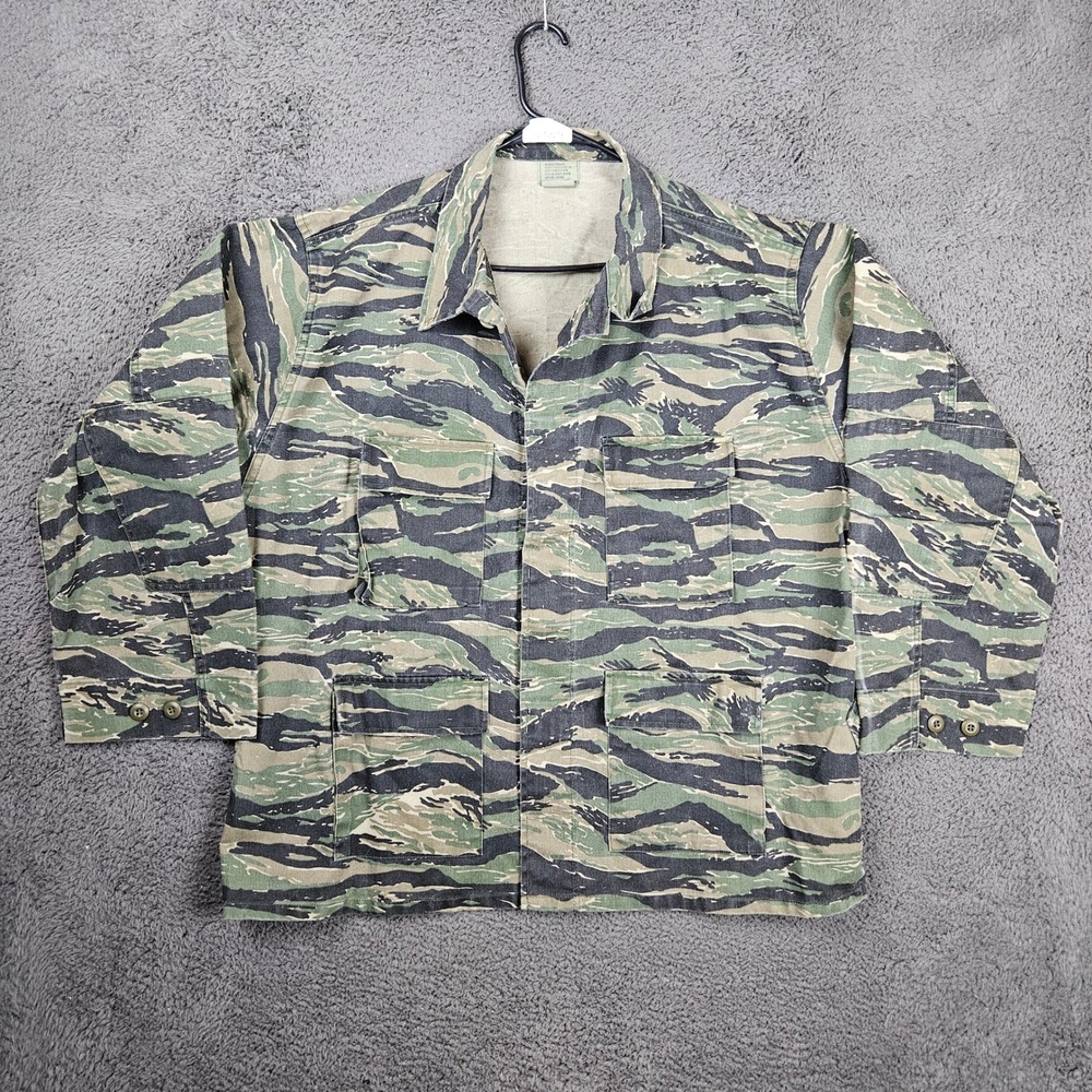 TRU-SPEC Mens Tiger Stripe Camo BDU Field Jacket XXL Regular Green Tactical Coat